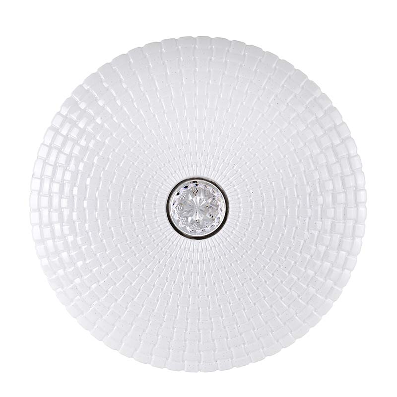 Plafoniera moderna led integrato, modello frodo, ø 48 x h.10 cm, diffusore  bianco effetto stelle