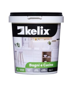 Bagni e cucine kelix, ottima copertura e traspirabilita', ideale per ambienti soggetti alla formazione di muffe e macchie d'umidita', facile applicazione, resa 9/10 mq/lt, conf. 1 lt