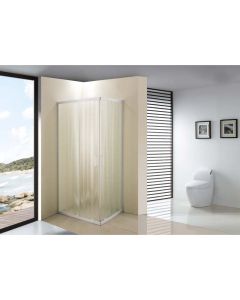 Box doccia 4 mm, 69/79x89/99xh.185 cm, in vetro piumato, profilo bianco, pareti estensibili