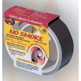 Nastro adesivo no smoke in alluminio naturale e verniciato, per sigillare  le giunzioni nei tubi delle stufe, rotolo da 4 mt x 40 mm, colore argento