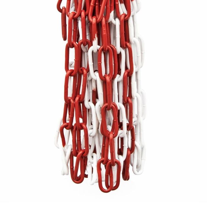 Catena genovese pretagliata maglia lunga saldata Ø 5 mm lunghezza 5 mt n  acciaio bianco/rosso